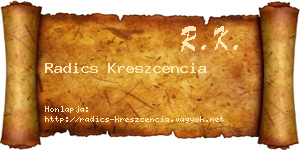 Radics Kreszcencia névjegykártya